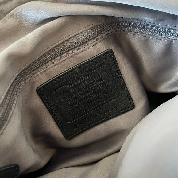 Vintage Coach Kristen Signature Fabric Handbag Black Grey Leather Pockets - Picture 7 of 8